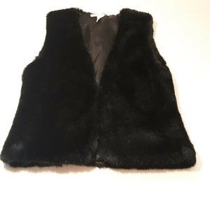 BCBGeneration Black Faux Fur Sleeveless Dressy Ves